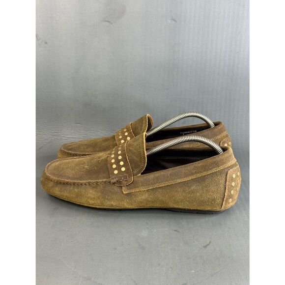 John Varvatos Loafers shoes Studded Brown Leather Distressed men’s size 10.5 main image 4